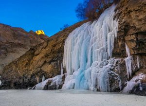 Chadar Trek Frozen Waterfall at Nerak